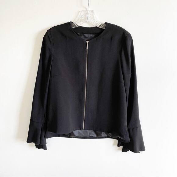 Zara Black Full Zip Flounce Sleeve Jacket - Picture 4 of 9